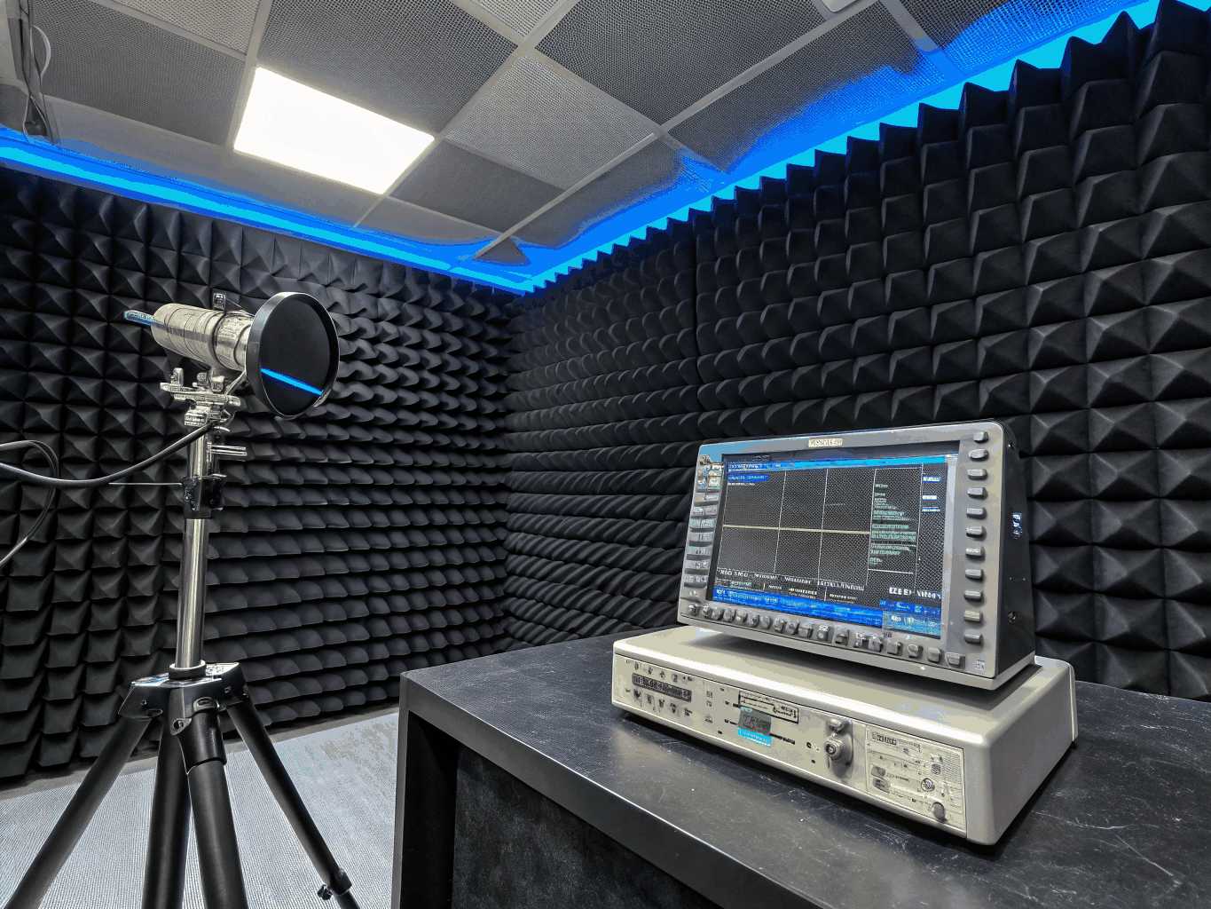 High isolation RF shielded enclosure with pyramidal absorbers